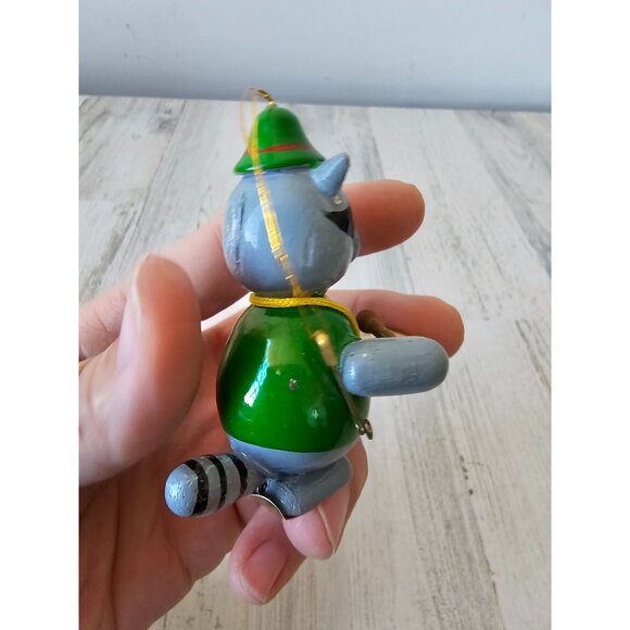 Vintage dakin wooden raccoon band drums ornament Xmas tree - Picture 5 of 8